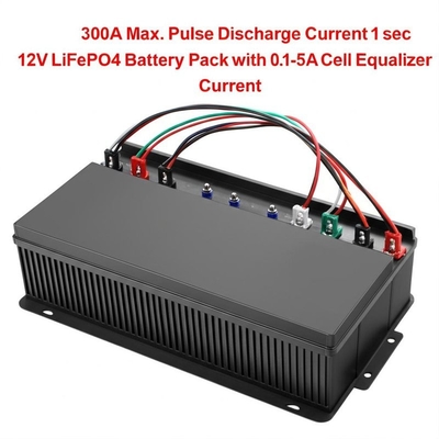 Paquete de batería LiFePO4 de 12 V con corriente de descarga de pulso máxima de 300 A durante 1 segundo, con corriente de ecualización de celdas de 0,1-5 A