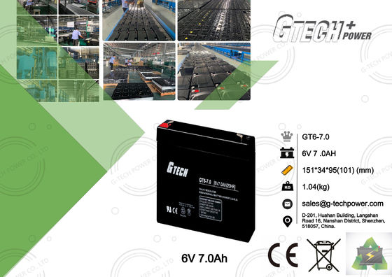 1.04KG selló la batería recargable sin necesidad de mantenimiento 6v 7ah para el sistema de alarma